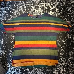 Emery Rose Oversized Tshirt Striped Multi Color Lightweight, Small-xlarge, Retro